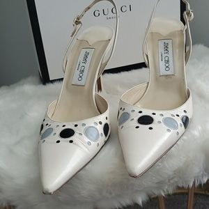 Jimmy Choo Polka Dot Slingback Kitten Heels